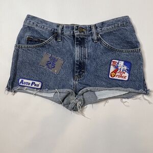 Womens Lee High Rise Classic Denim Mom Blue Jean Shorts Size 30 Sublime Patch
